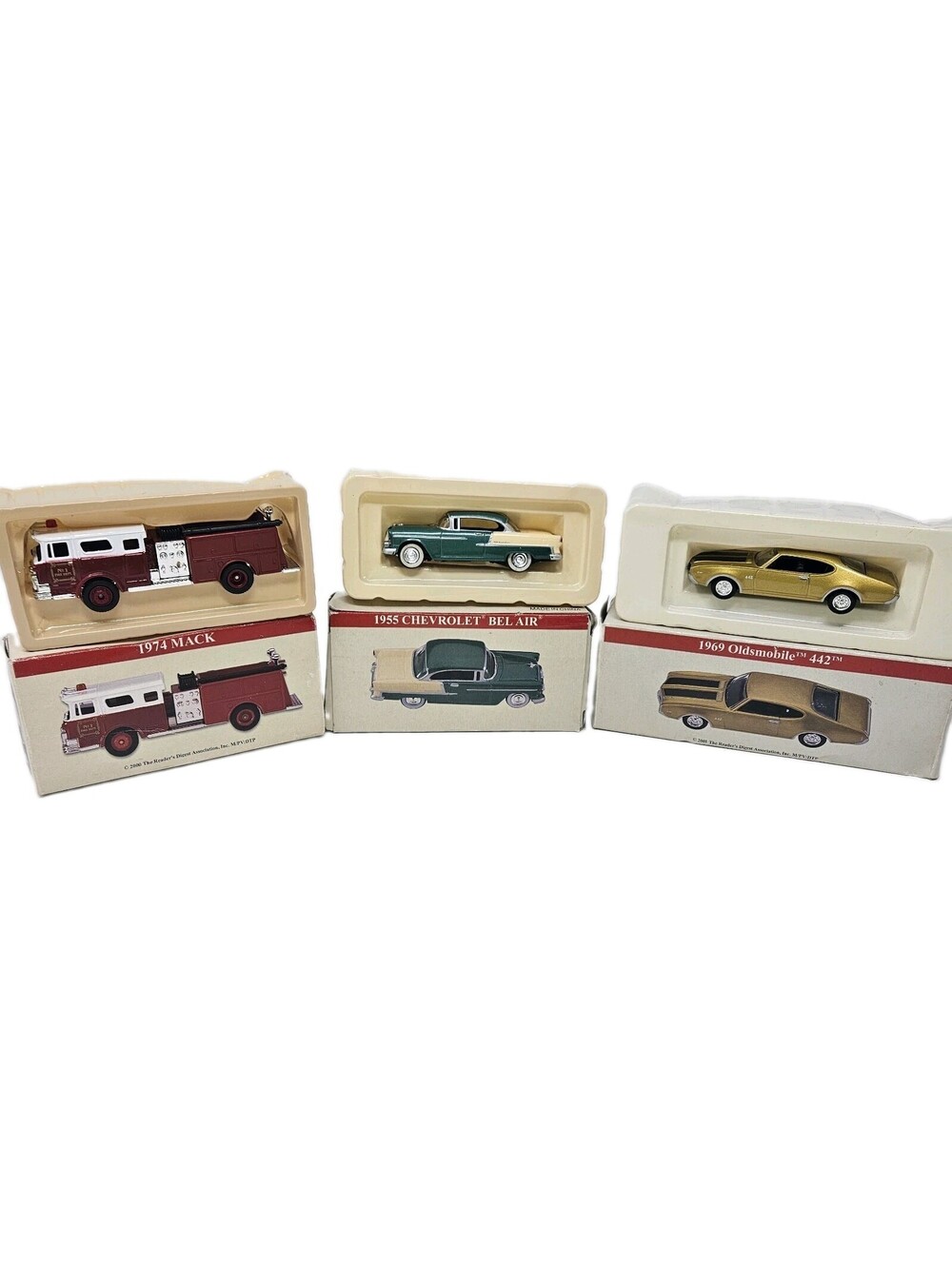 Vntg Readers Digest 1:64 Lot 3 Die Cast Collectible Classic Vehicals In Box Used